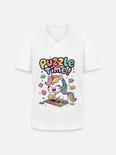 Puzzle Time! - Men's V-Neck T-Shirt - white