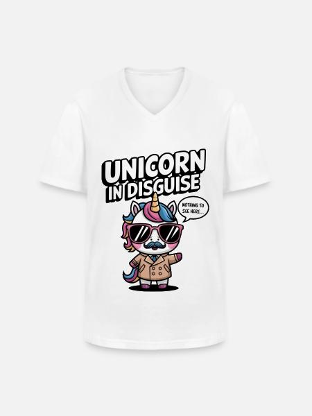 Unverkleidetes Einhorn - Männer-T-Shirt mit V-Ausschnitt - Weiß