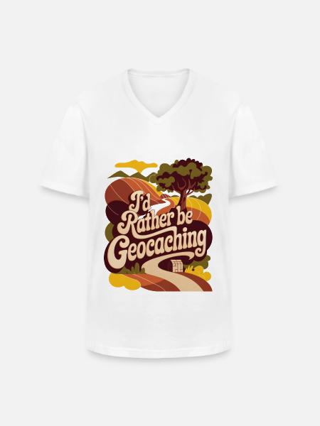I'd Rather Be Geocaching - Men's V-Neck T-Shirt - white