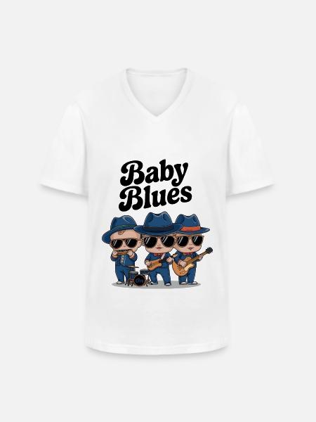 Baby Blues - T-shirt col V Homme - blanc