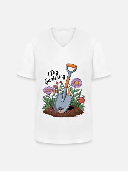 I Dig Gardening - Men's V-Neck T-Shirt - white