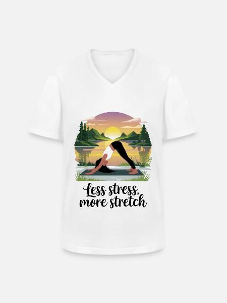 Less Stress, More Stretch - Men's V-Neck T-Shirt - white