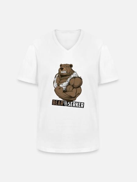 Bearserker - Men's V-Neck T-Shirt - white