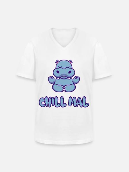 Chill Mal Hippo Meditation - Männer-T-Shirt mit V-Ausschnitt - Weiß