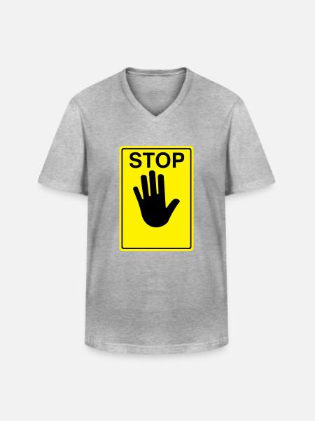 Stop Sign Logo - Men's V-Neck T-Shirt - heather grey