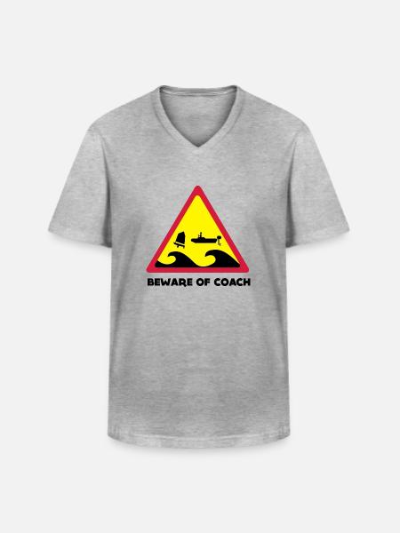 Beware Of Coach - Opti Edition - Männer-T-Shirt mit V-Ausschnitt - Grau meliert