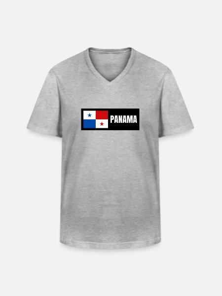 Panama Flagge - Männer-T-Shirt mit V-Ausschnitt - Grau meliert