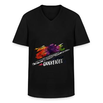 Flinke Querflötistin Marschkapelle - Männer-T-Shirt mit V-Ausschnitt - Schwarz - Vorne - AI Model Male 178 dark (178cm)