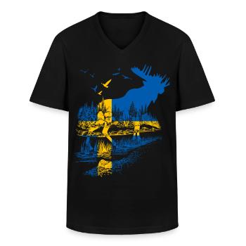 SCHWEDEN ELCH - Männer-T-Shirt mit V-Ausschnitt - Schwarz - Vorne - AI Model Male 178 dark (178cm)
