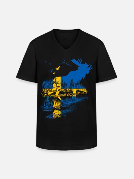 SCHWEDEN ELCH - Männer-T-Shirt mit V-Ausschnitt - Schwarz