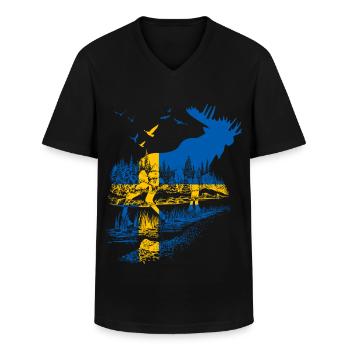 SCHWEDEN ELCH - Männer-T-Shirt mit V-Ausschnitt - Schwarz - Vorne - AI Model Male 178 dark (178cm)