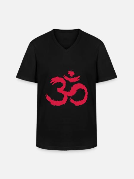 Om symbool hindoeïsme - Klassiek mannen T-shirt met V-hals - zwart