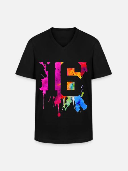 16 YEARS 16TH BIRTHDAY - Men's V-Neck T-Shirt - black