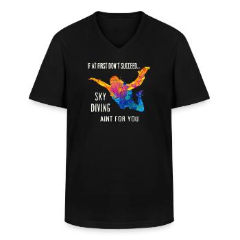 Skydive Fallschirmspringer Skydiver Freifall - Männer-T-Shirt mit V-Ausschnitt - Schwarz - Vorne - AI Model Male 178 dark (178cm)