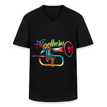Leuchtendes Flügelhorn Bläserklasse - Männer-T-Shirt mit V-Ausschnitt - Schwarz - Vorne - AI Model Male 178 dark (178cm)