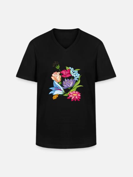 Spring Flowers - Men's V-Neck T-Shirt - black