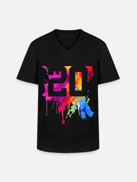20 ANS 20 ANNIVERSAIRE - T-shirt col V Homme - noir