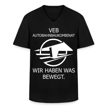 VEB Autobahnbaukombinat DDR Ostalgie - Männer-T-Shirt mit V-Ausschnitt - Schwarz - Vorne - AI Model Male 178 dark (178cm)