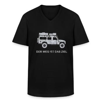 Dachzelt Offroad 4x4 Reisefahrzeug T-Shirt - Männer-T-Shirt mit V-Ausschnitt - Schwarz - Vorne - AI Model Male 178 dark (178cm)