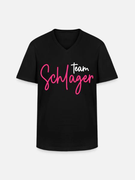 Team Schlager - Männer-T-Shirt mit V-Ausschnitt - Schwarz