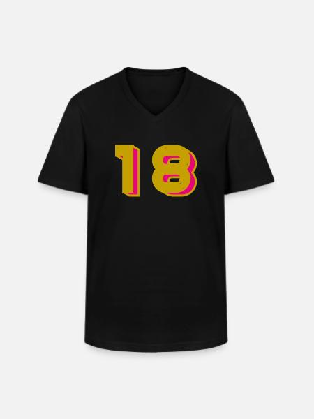 18 - Men's V-Neck T-Shirt - black