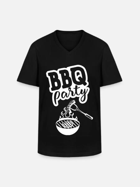 BBQ PARTY Kitchen Apron - Men's V-Neck T-Shirt - black