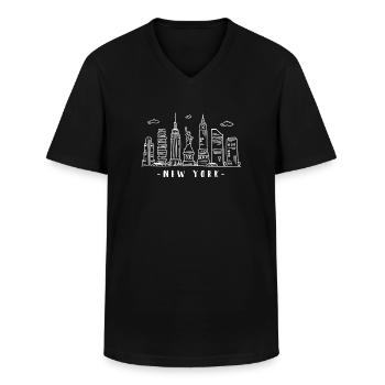 New York Skyline Freiheitsstatue NY USA - Männer-T-Shirt mit V-Ausschnitt - Schwarz - Vorne - AI Model Male 178 dark (178cm)