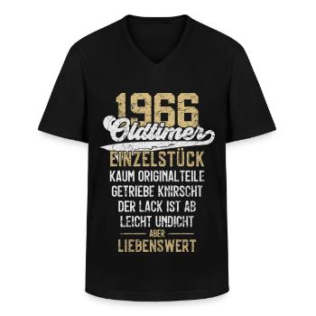 LUSTIG 60. GEBURTSTAG OLDTIMER 1966 EINZELSTÜCK - Männer-T-Shirt mit V-Ausschnitt - Schwarz - Vorne - AI Model Male 178 dark (178cm)