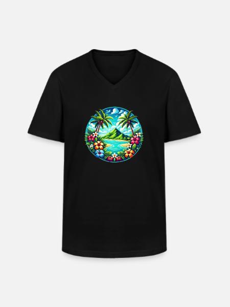 Caribbean Island Logo - Men's V-Neck T-Shirt - black