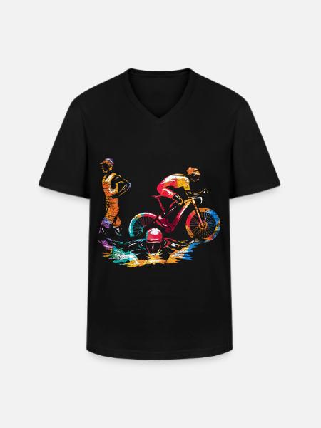 Spritziger Triathlet Radstrecke - Männer-T-Shirt mit V-Ausschnitt - Schwarz
