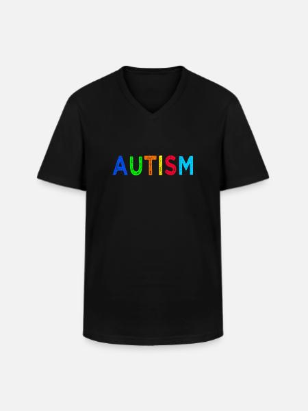 Arc-en-Ciel Autisme: Message d’Espoir - T-shirt col V Homme - noir