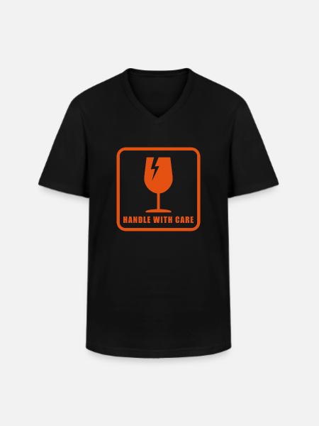 Panneau d’étiquette d’expédition Fragile Handle With Care - T-shirt col V Homme - noir