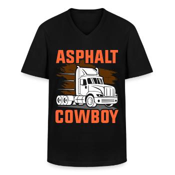 Asphaltcowboy Asphalt Lkw Brummi Lastkraftwagen - Männer-T-Shirt mit V-Ausschnitt - Schwarz - Vorne - AI Model Male 178 dark (178cm)