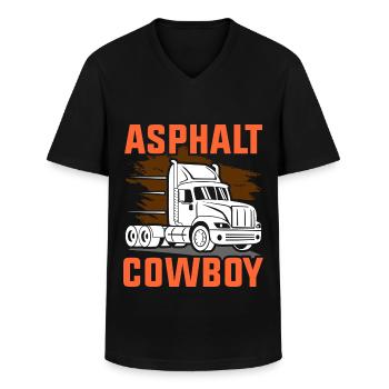 Asphaltcowboy Asphalt Lkw Brummi Lastkraftwagen - Männer-T-Shirt mit V-Ausschnitt - Schwarz - Vorne - AI Model Male 178 dark (178cm)