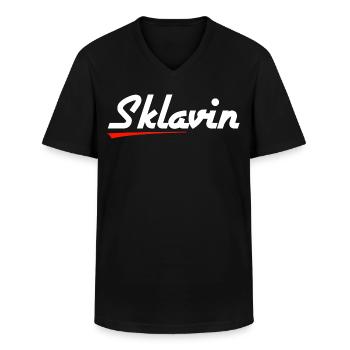 Sklavin mit roter Akzentlinie - Männer-T-Shirt mit V-Ausschnitt - Schwarz - Vorne - AI Model Male 178 dark (178cm)