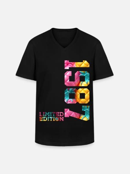 39TH BIRTHDAY LIMITED EDITION 1987 - Men's V-Neck T-Shirt - black
