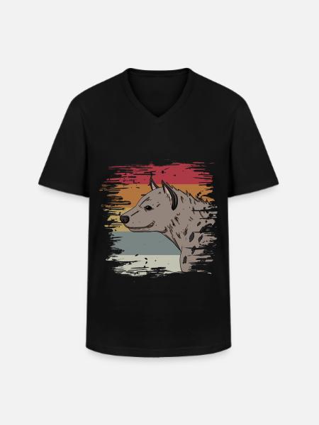 Hyäne - Männer-T-Shirt mit V-Ausschnitt - Schwarz