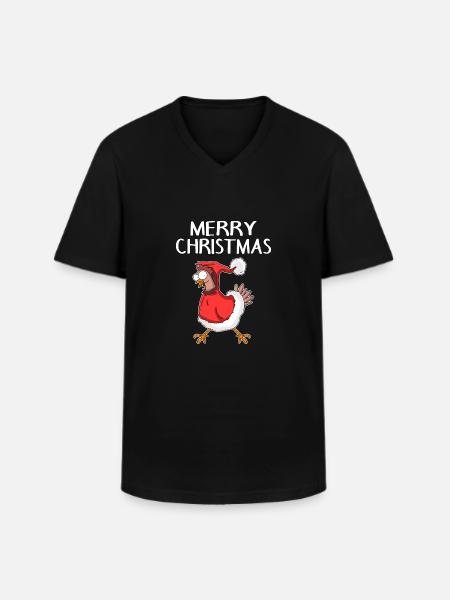 Christmas Chicken Merry Christmas - Men's V-Neck T-Shirt - black