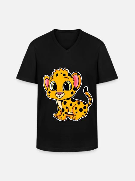 Bébé guépard - T-shirt col V Homme - noir