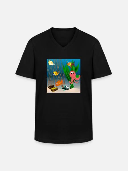 Marine life - Men's V-Neck T-Shirt - black