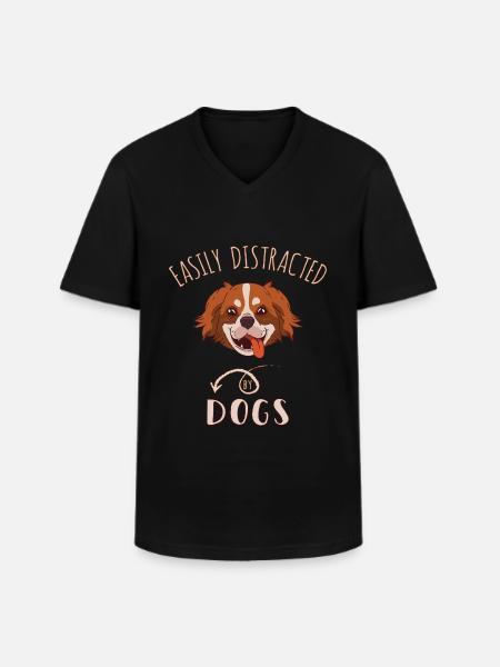 Easily Distracted By Dogs - Men's V-Neck T-Shirt - black