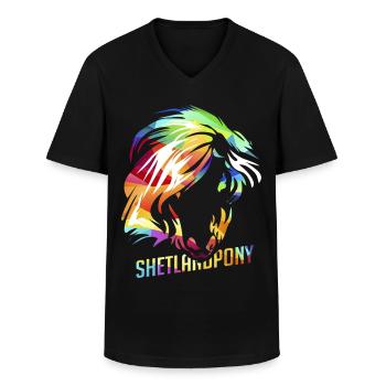 Knuffiges Shetlandpony Kinderfreund - Männer-T-Shirt mit V-Ausschnitt - Schwarz - Vorne - AI Model Male 178 dark (178cm)