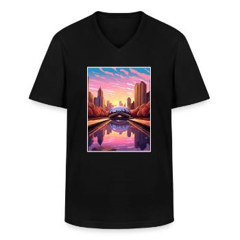 Chicago Illinois Millennium Park Reiseplakat - Männer-T-Shirt mit V-Ausschnitt - Schwarz - Vorne - AI Model Male 178 dark (178cm)