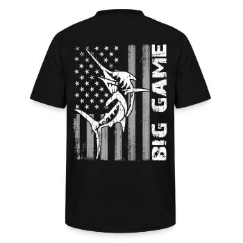 Springender Marlin mit US Flagge Hochseefischen - Männer-T-Shirt mit V-Ausschnitt - Schwarz - Hinten - AI Model Male 185 light (185cm)