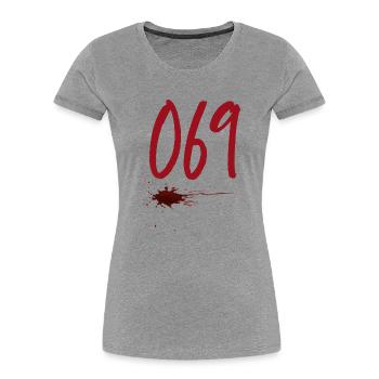 Postleitzahl Frankfurt 069 - Frauen Premium Bio T-Shirt - Grau meliert - Vorne - Mia (176cm)