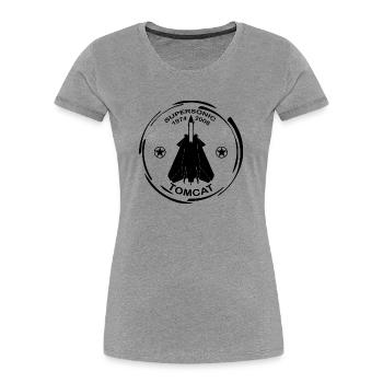 Avion F14 Tomcat - T-shirt bio Premium Femme - gris chiné - Devant - Mia (176cm)