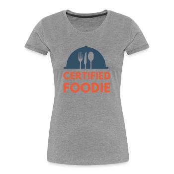 Food Lover Food Foodie certifié - T-shirt bio Premium Femme - gris chiné - Devant - Mia (176cm)