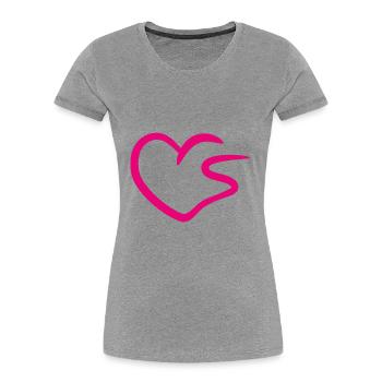 Coeur lettre S lettre initiale rose - T-shirt bio Premium Femme - gris chiné - Devant - Mia (176cm)