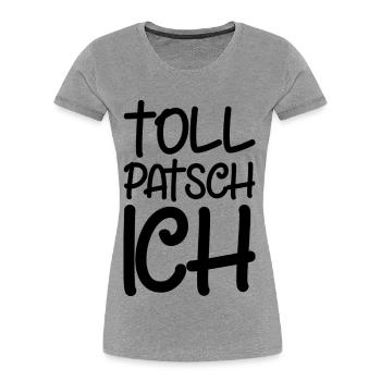 Tollpatsch Ich tollpatschig lustig tollpatschich - Frauen Premium Bio T-Shirt - Grau meliert - Vorne - Mia (176cm)