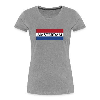 Amsterdam City in Dutch Flag - Women's Premium Organic T-Shirt - heather grey - Front - Mia (176cm)